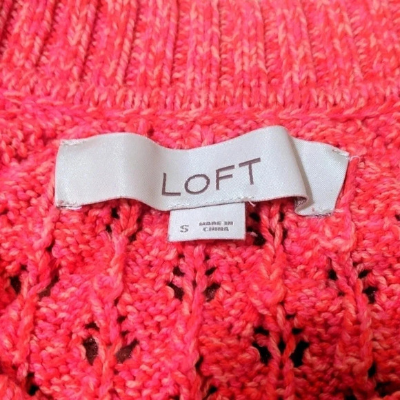 Loft Pink Long Sleeve Cable Knit Pullover Sweater, Size S - Picture 3 of 10